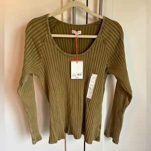 Knox Rose Green Ribbed Fitted Blouse